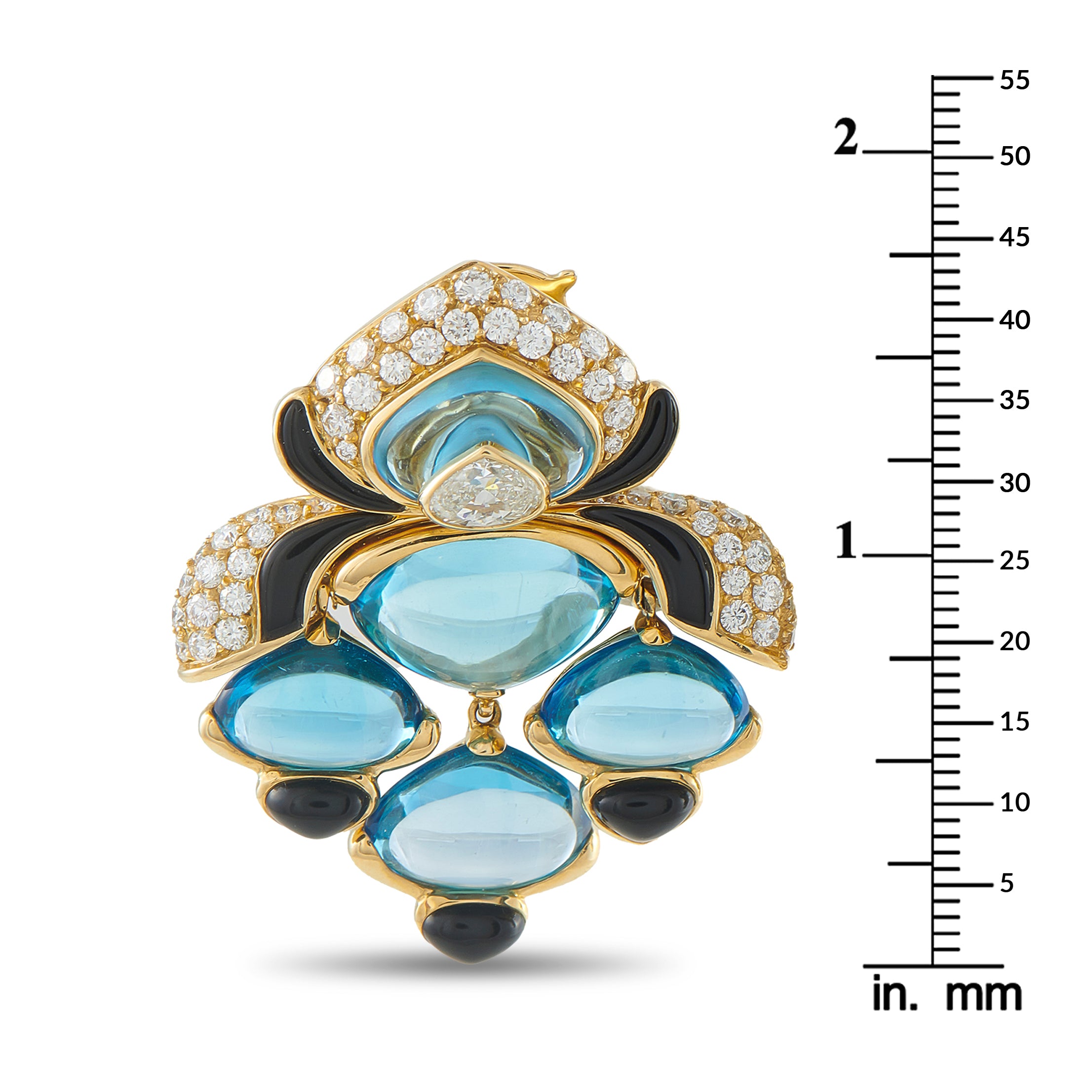 Marina B. 18K Yellow Gold 4.50ct Diamond, Topaz, and Enamel Clip-On Earrings