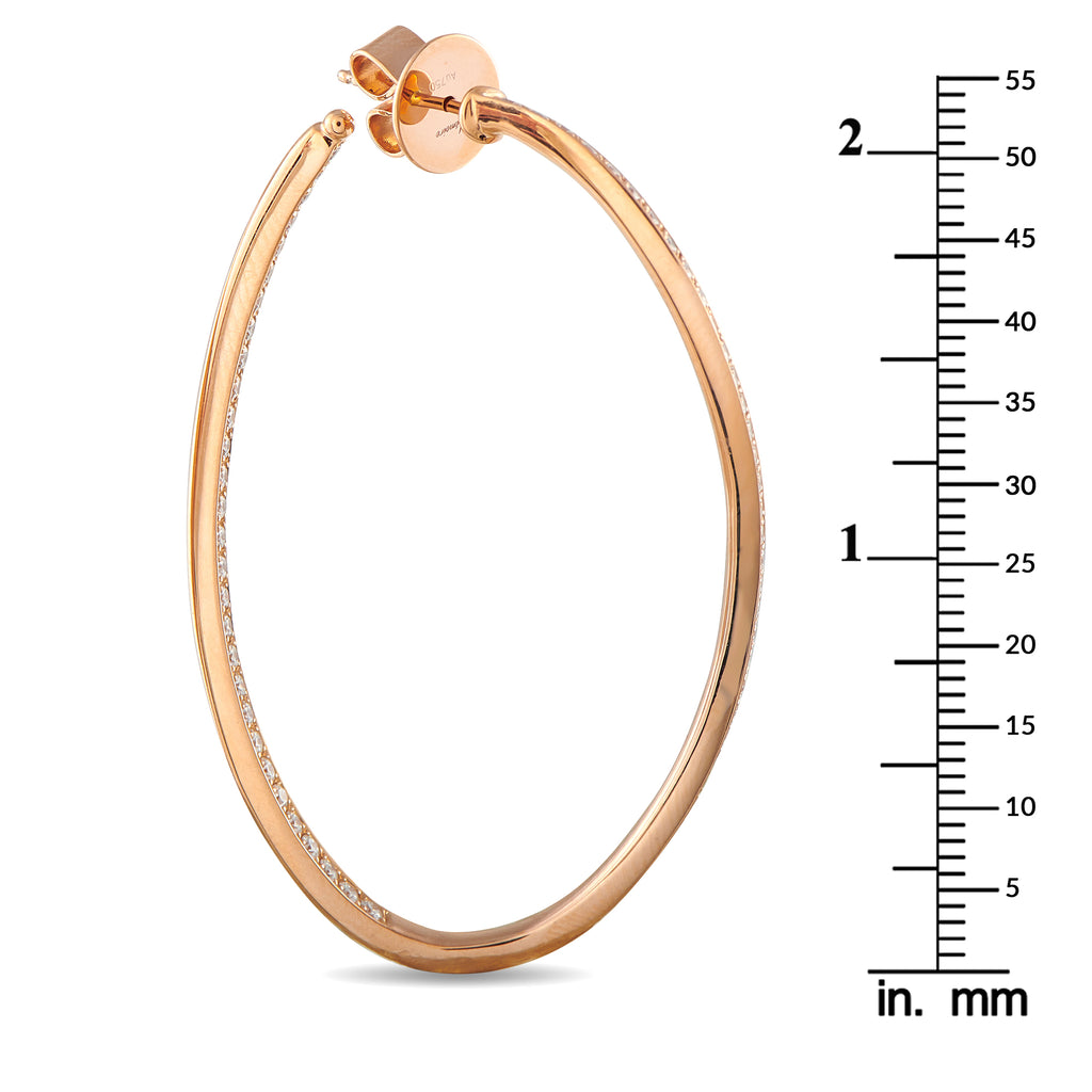 Memoire 18K Rose Gold 2.0ct Diamond Twist Inside-Out Hoop Earrings