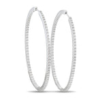 Memoire 18K White Gold 1.45ct Diamond Inside-Out Oval Hoop Earrings