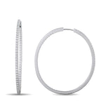 Memoire 18K White Gold 1.45ct Diamond Inside-Out Oval Hoop Earrings