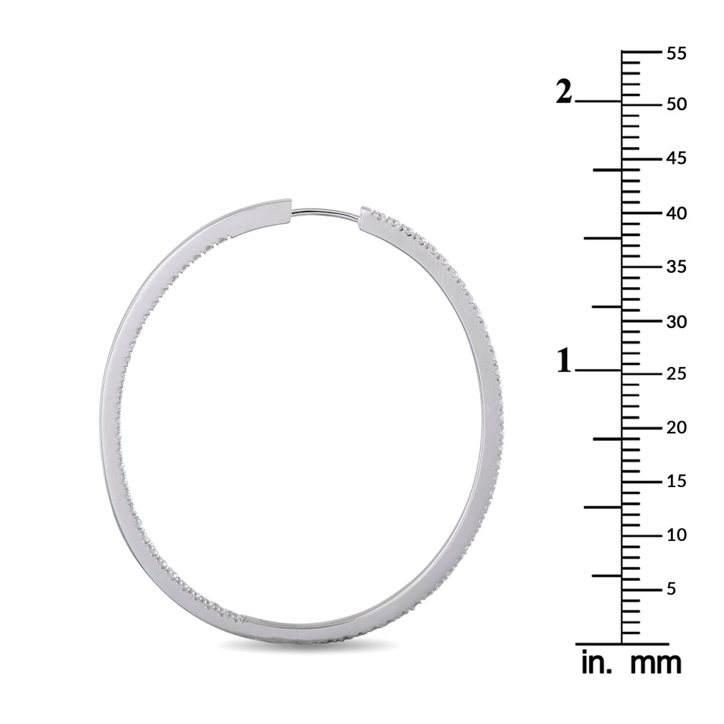 Memoire 18K White Gold 1.45ct Diamond Inside-Out Oval Hoop Earrings