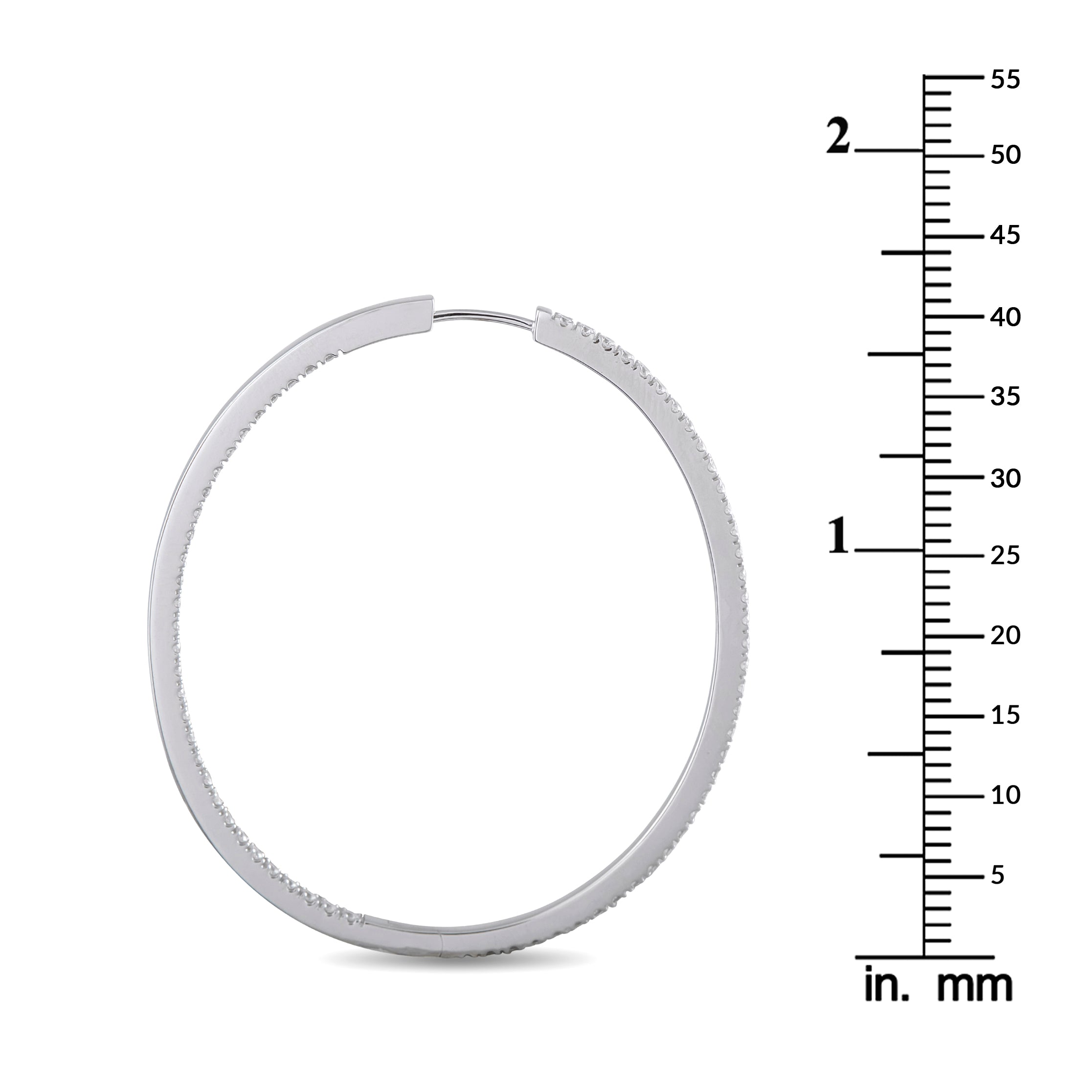 Memoire 18K White Gold 1.45ct Diamond Inside-Out Oval Hoop Earrings