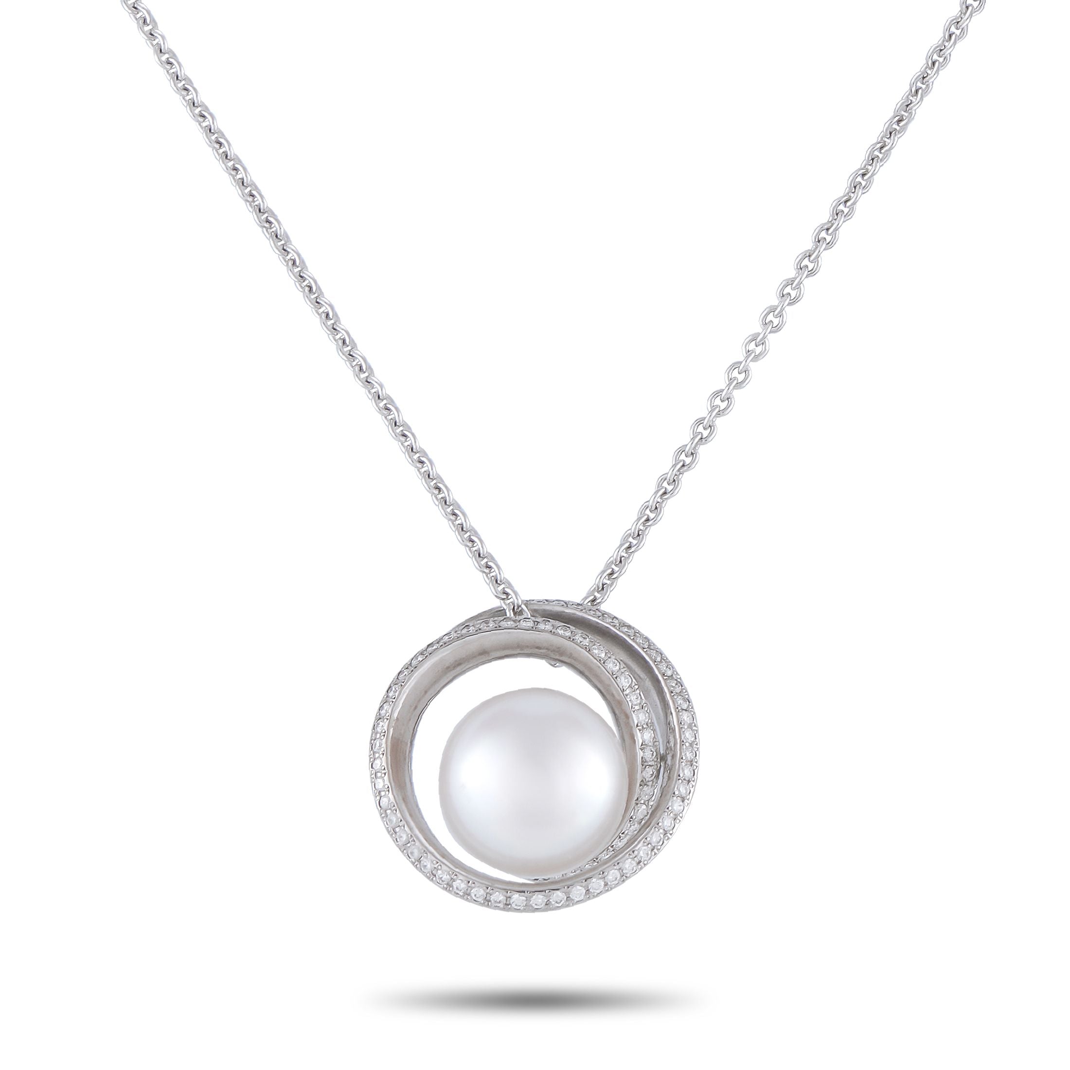 Mikimoto18K White Gold 0.57ct Diamond and Pearl Necklace MI15-051225 – This captivating Mikimoto necklace features a stunning