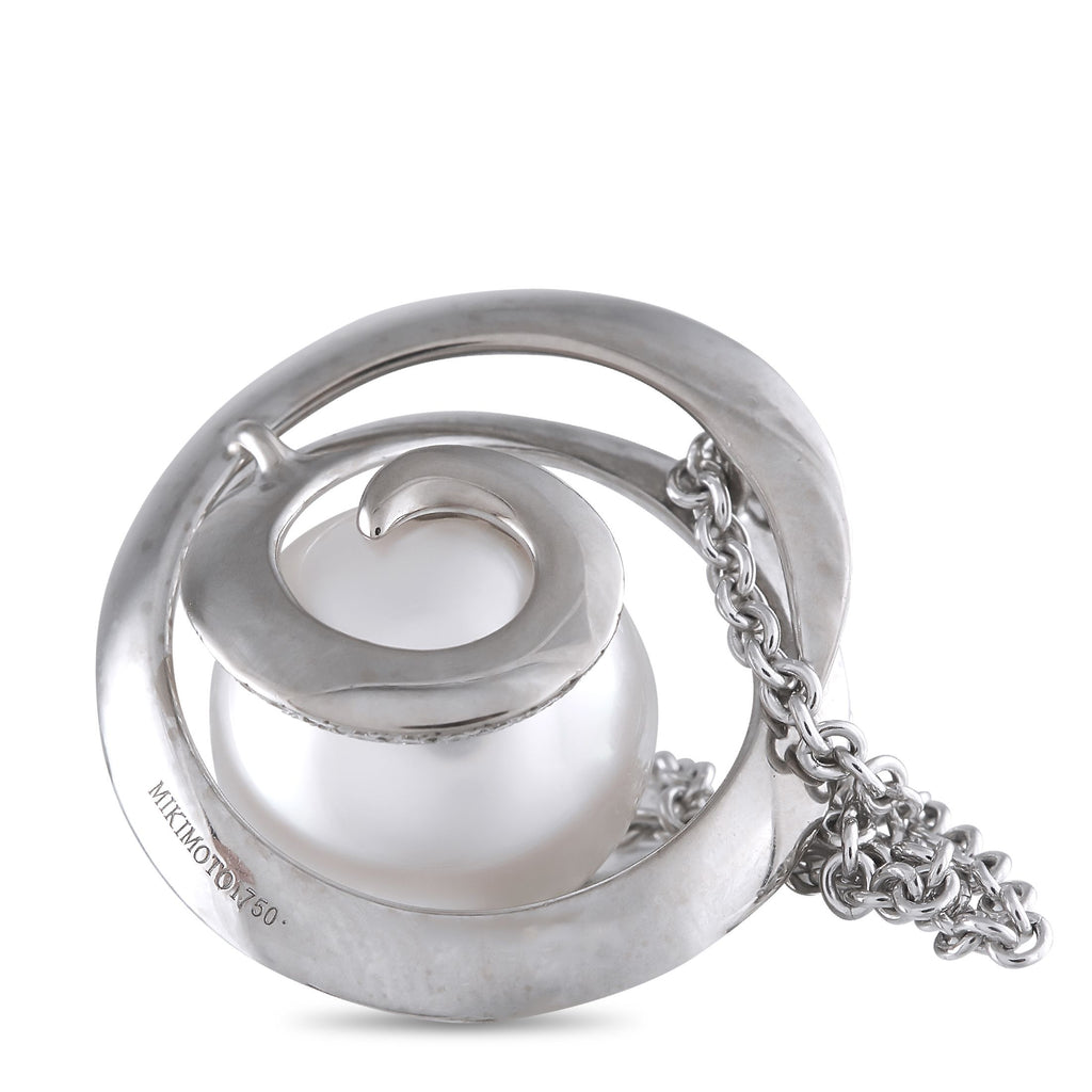 Mikimoto 18K White Gold 0.57ct Diamond and Pearl Necklace
