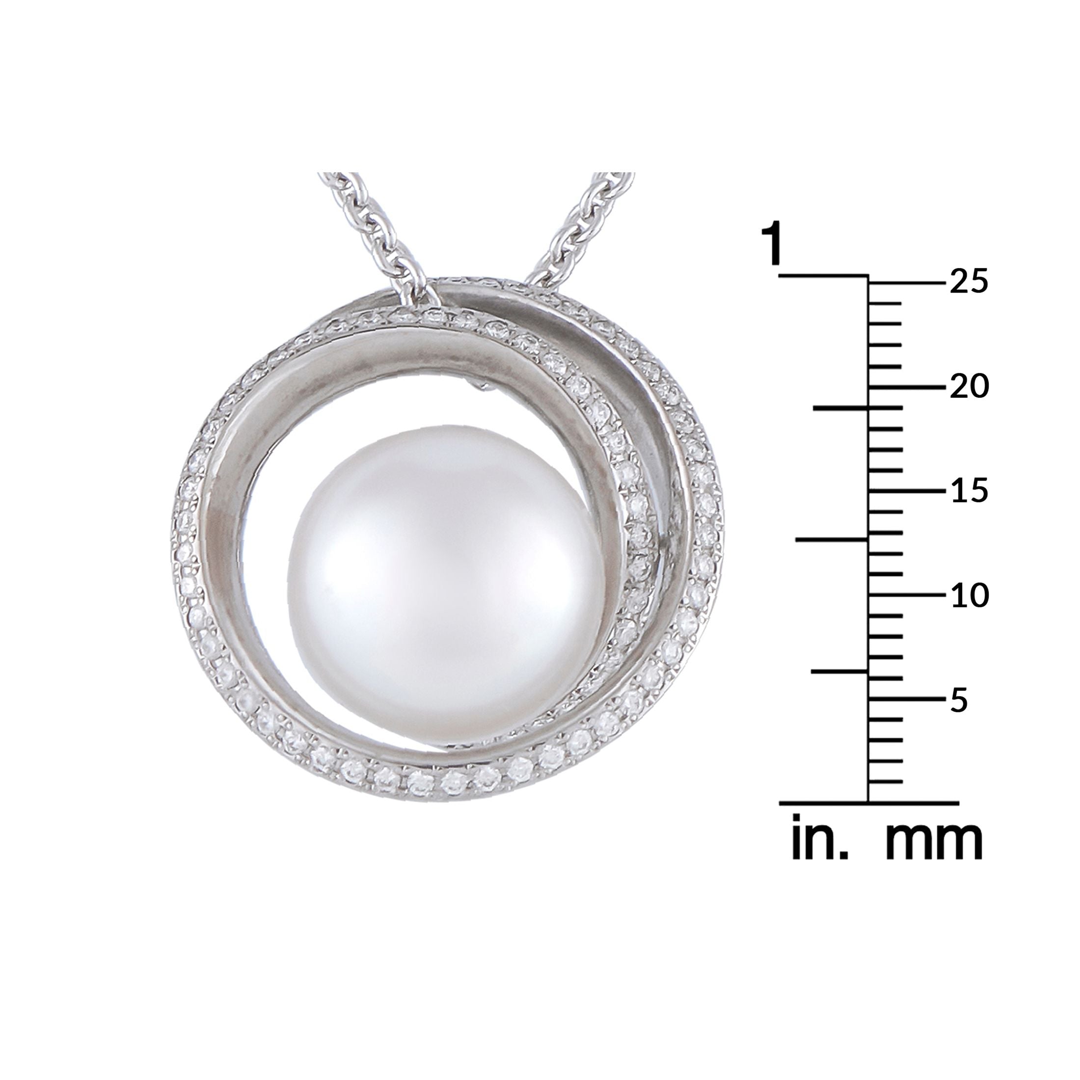 Mikimoto 18K White Gold 0.57ct Diamond and Pearl Necklace