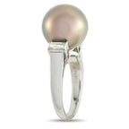 MIKIMOTO 18K White Gold 0.30ct Diamond and Tahitian Pearl Ring