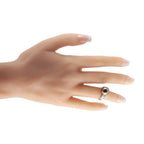 MIKIMOTO 18K White Gold 0.30ct Diamond and Tahitian Pearl Ring