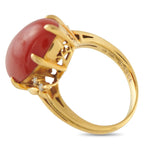 Mikimoto 18K Yellow Gold Diamond and Coral Ring