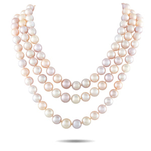 Mikimoto 18K Yellow Gold 0.25ct Diamond and Pink Pearl Necklace