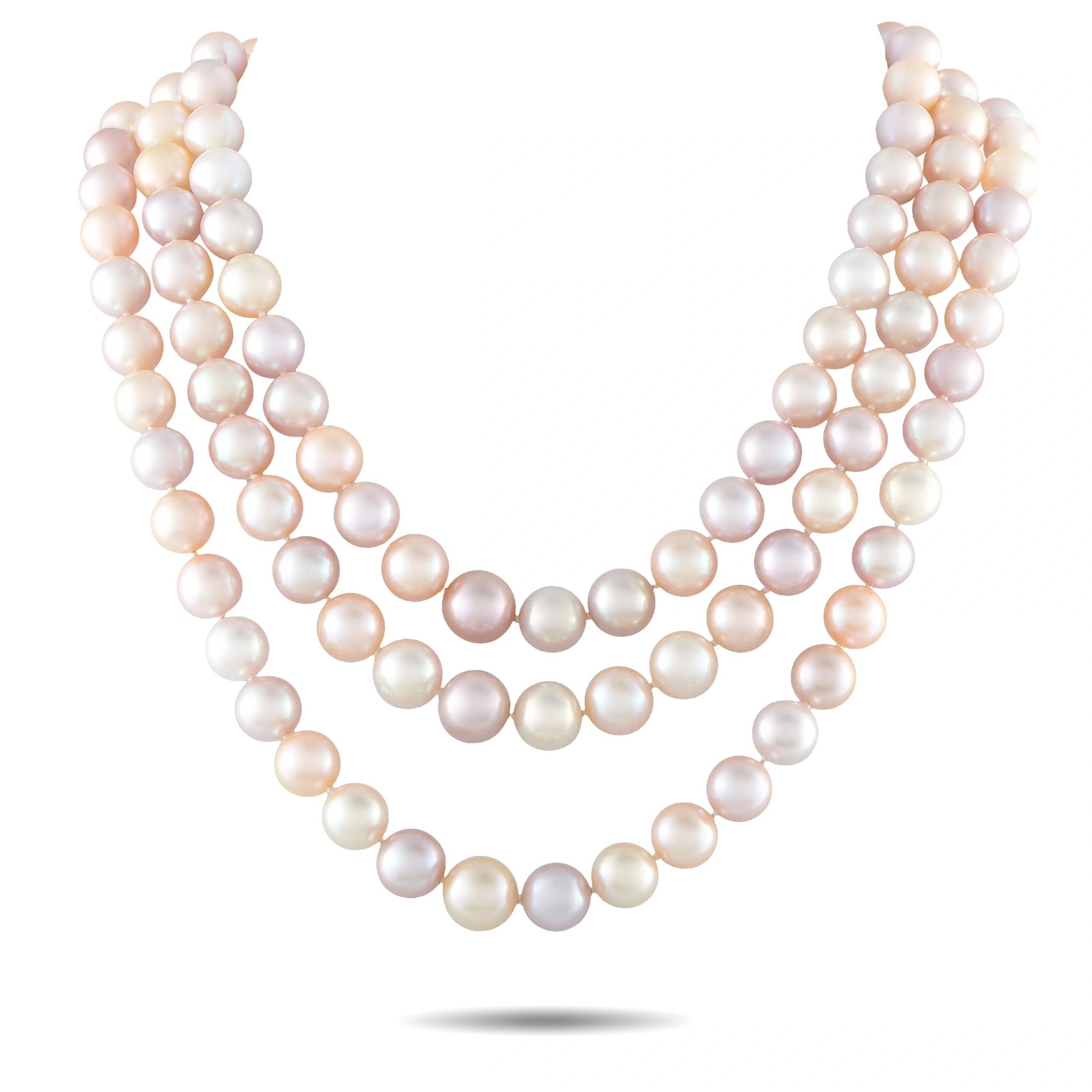 Mikimoto 18K Yellow Gold 0.25ct Diamond and Pink Pearl Necklace