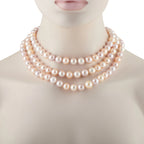 Mikimoto 18K Yellow Gold 0.25ct Diamond and Pink Pearl Necklace