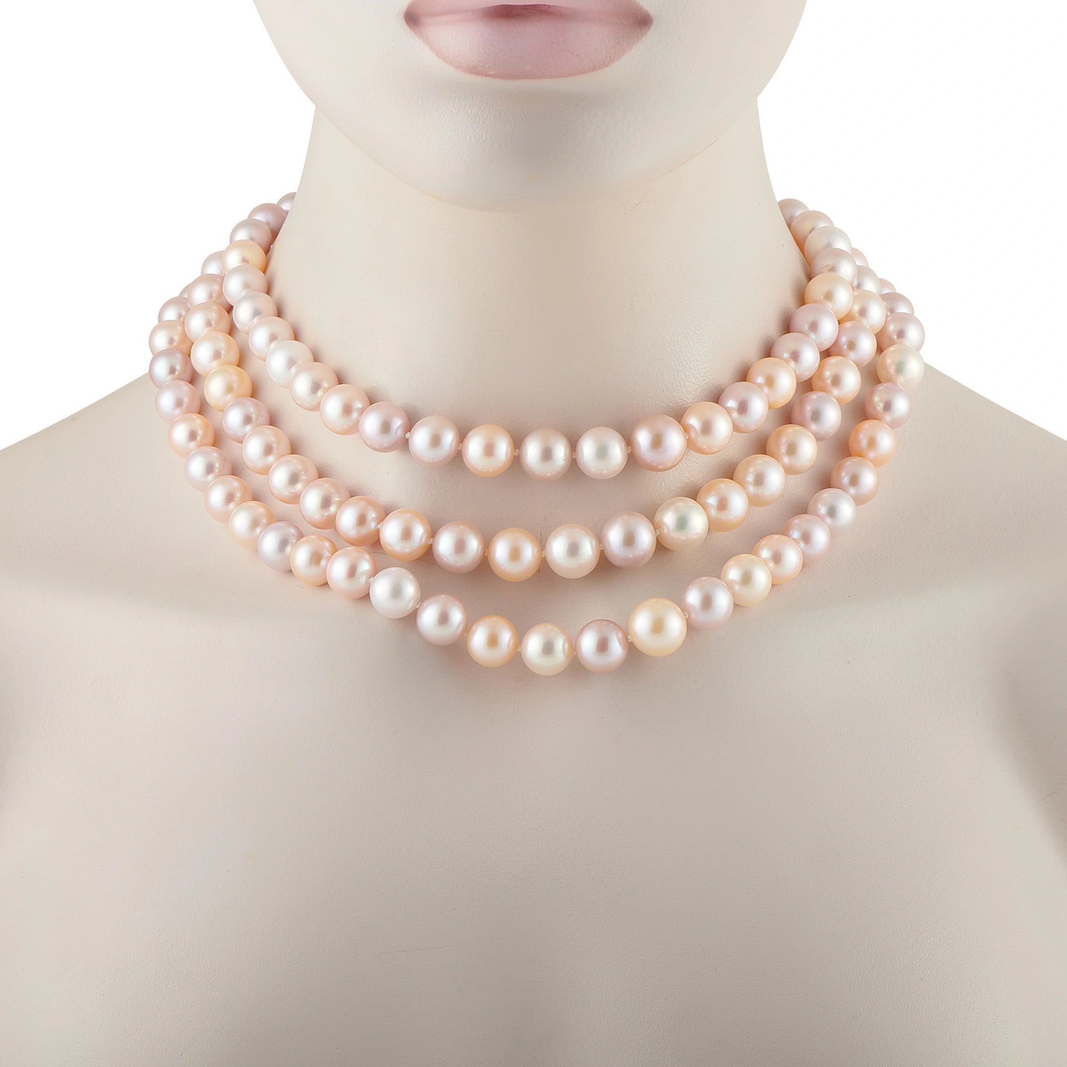 Mikimoto 18K Yellow Gold 0.25ct Diamond and Pink Pearl Necklace