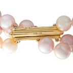 Mikimoto 18K Yellow Gold 0.25ct Diamond and Pink Pearl Necklace