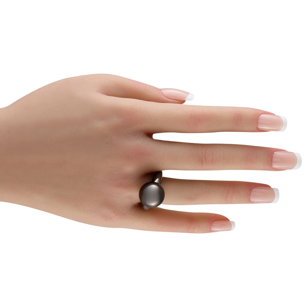 Mikimoto Margarita 18K White Gold Black South Sea Pearl Ring