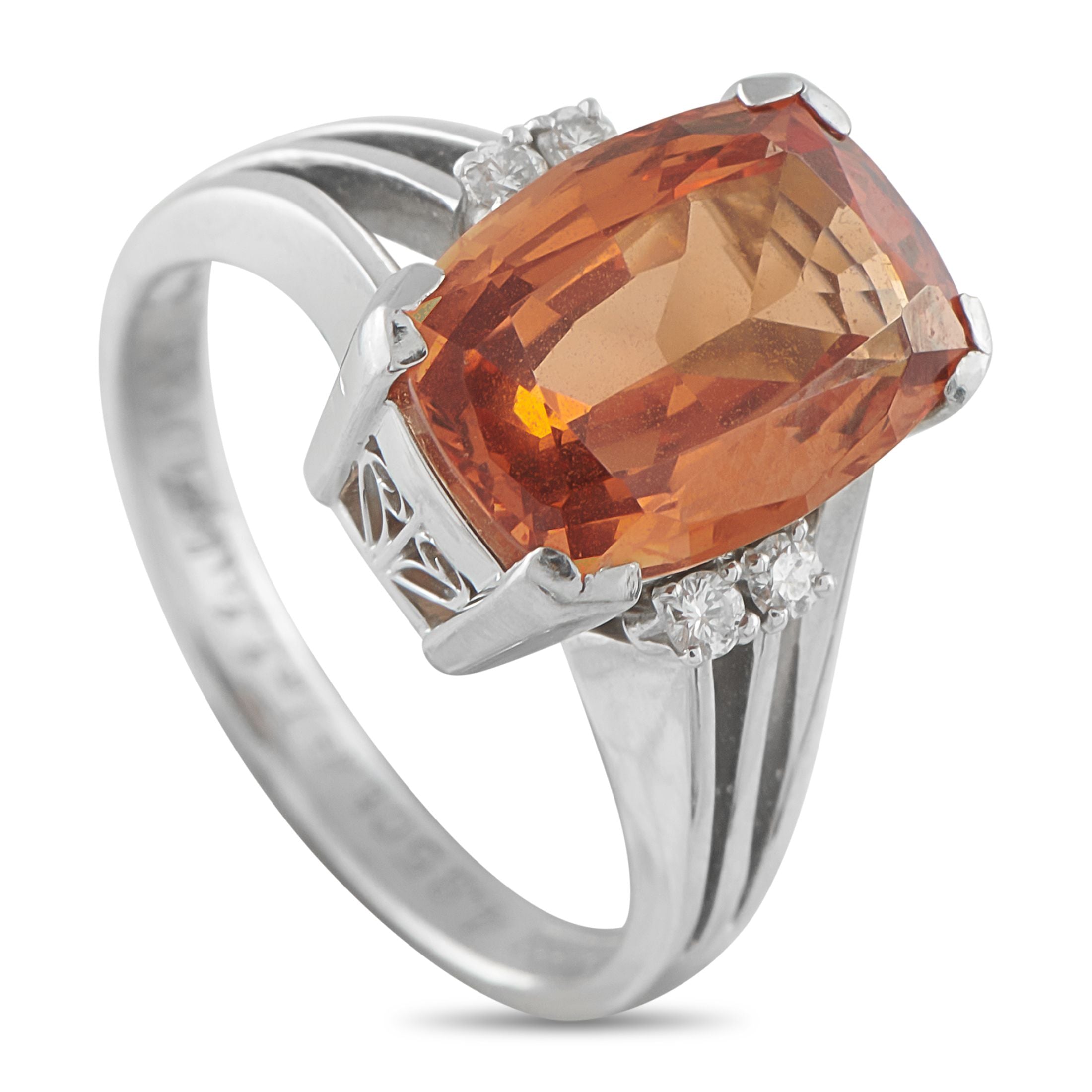 MikimotoPlatinum 0.08ct Diamond and Mandarin Garnet Ring MK23-102025 – A stunning 4