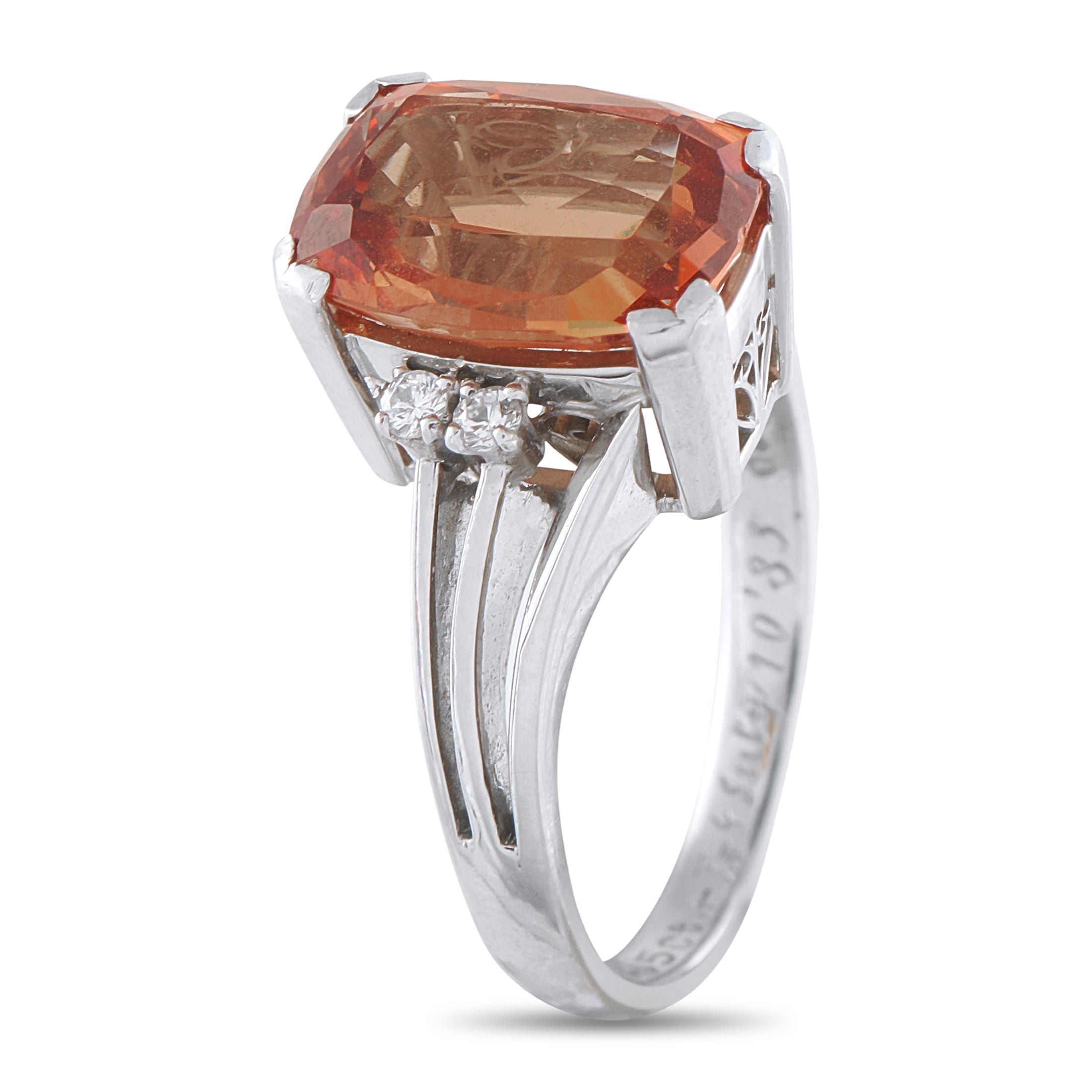 Mikimoto Platinum 0.08ct Diamond and Mandarin Garnet Ring