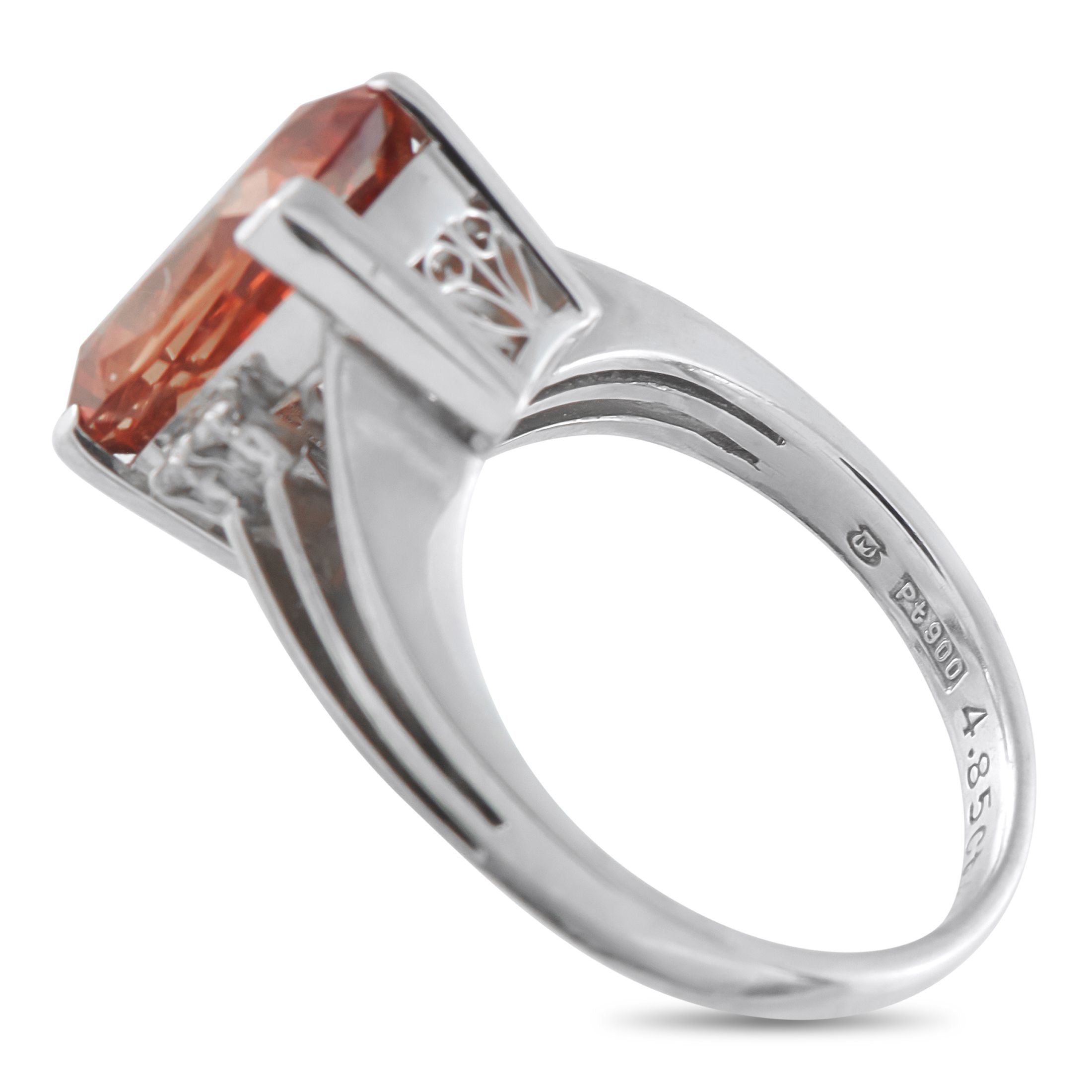 Mikimoto Platinum 0.08ct Diamond and Mandarin Garnet Ring