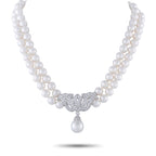 MIKIMOTO Platinum 2.25ct Diamond and Pearl Double Strand Necklace