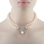 MIKIMOTO Platinum 2.25ct Diamond and Pearl Double Strand Necklace