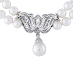MIKIMOTO Platinum 2.25ct Diamond and Pearl Double Strand Necklace
