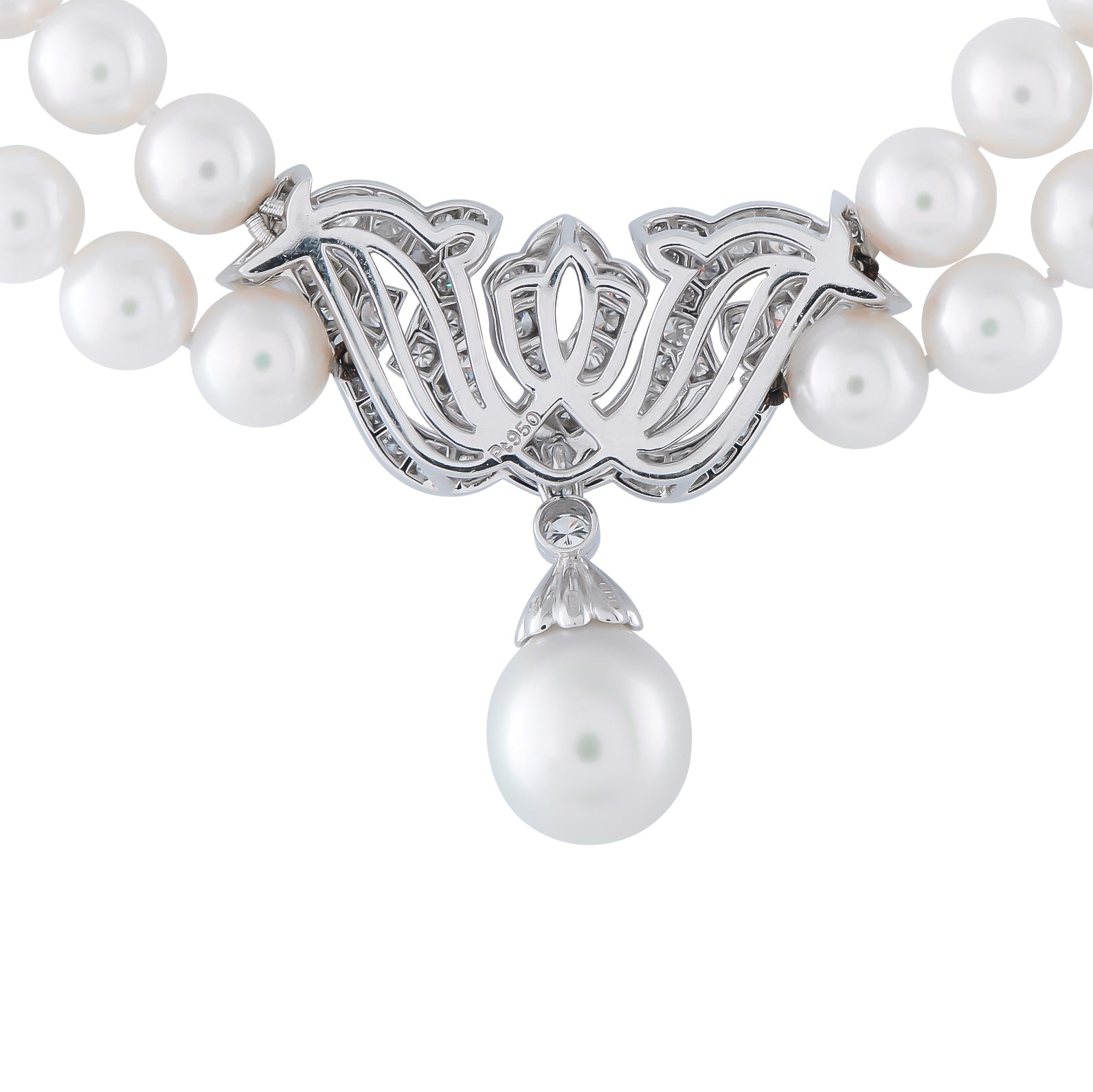 MIKIMOTO Platinum 2.25ct Diamond and Pearl Double Strand Necklace