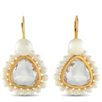 MIMI18K Yellow Gold Rock Crystal and Pearl Earrings – These Mimi Milano earrings are incredibly dynamic