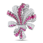 Platinum 6.25ct Diamond and Ruby Brooch