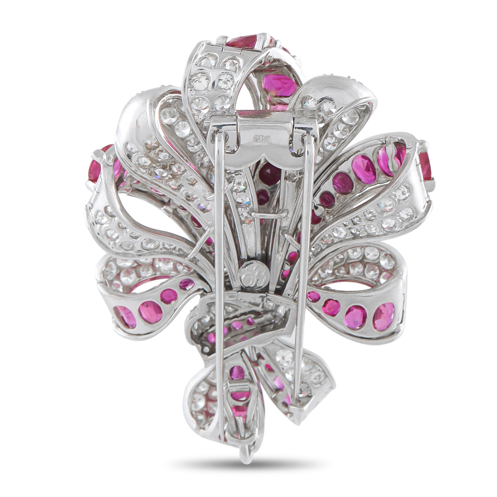 Platinum 6.25ct Diamond and Ruby Brooch