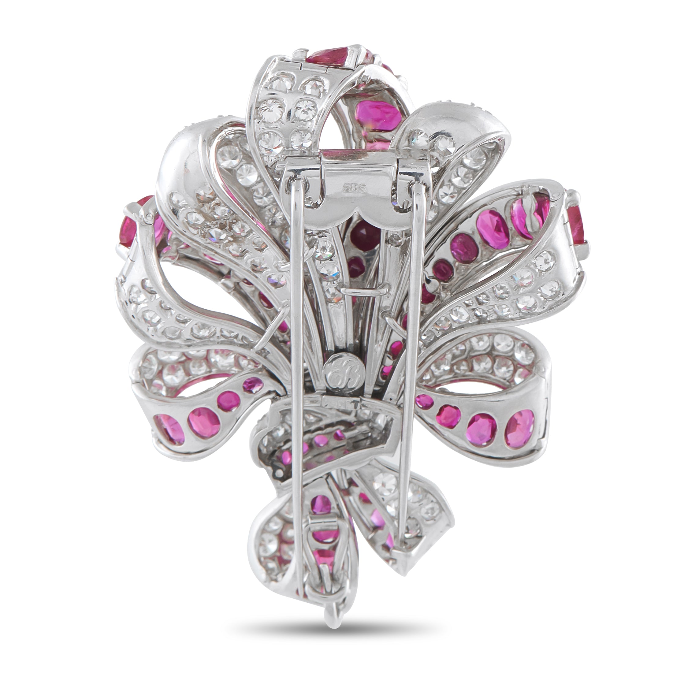 Platinum 6.25ct Diamond and Ruby Brooch