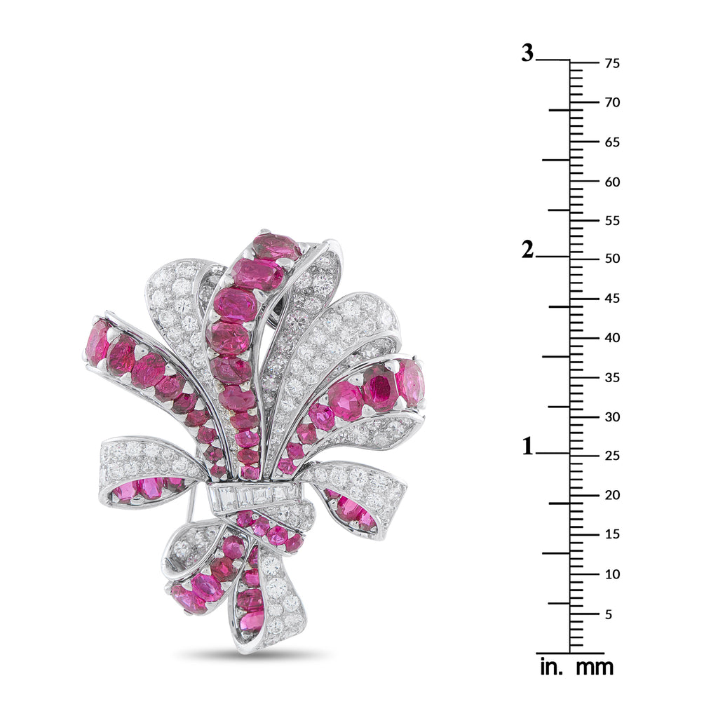 Platinum 6.25ct Diamond and Ruby Brooch