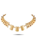 18K yellow gold necklace with bezel-set garnet stones and diamond accents