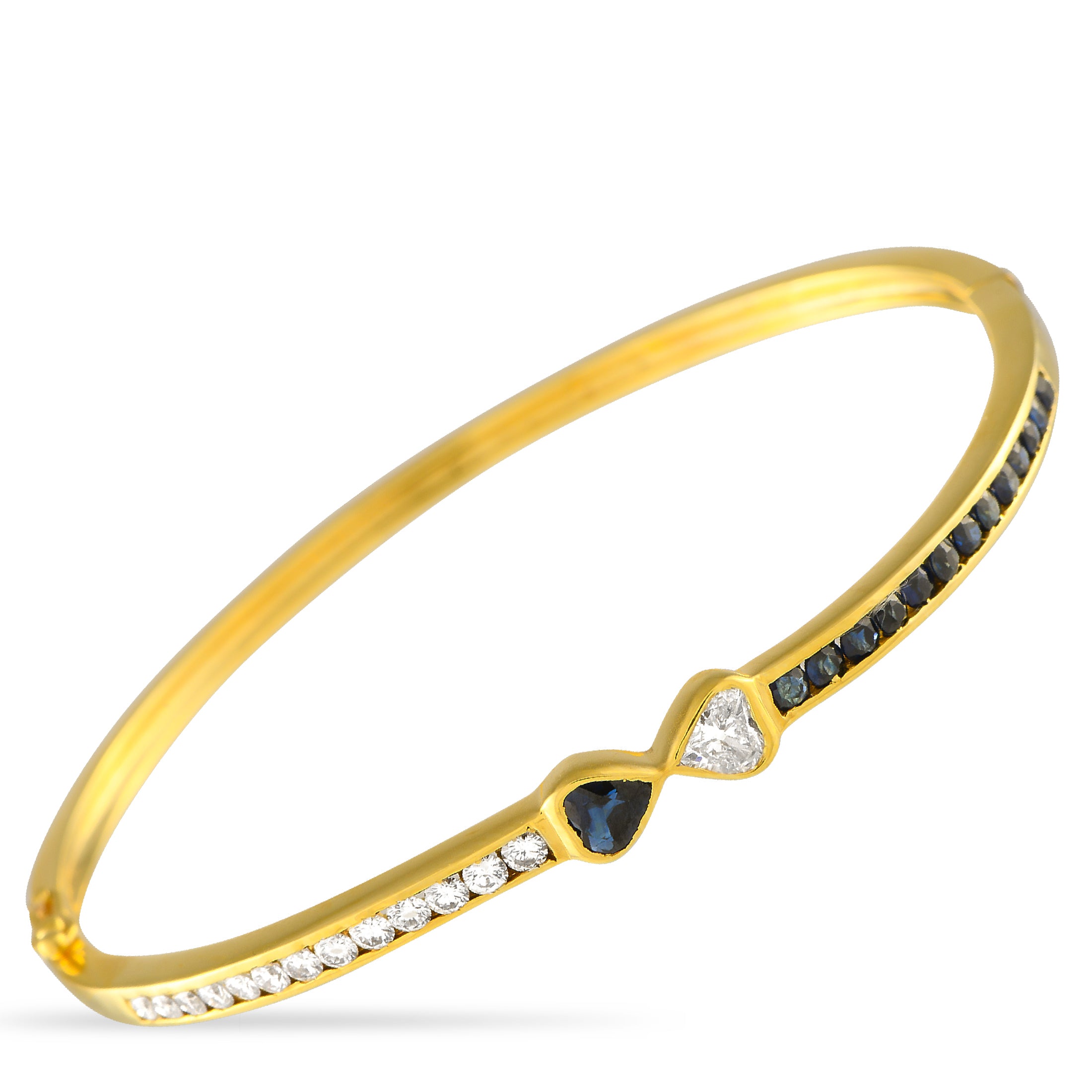 Mouawad yellow gold diamond and sapphire bracelet with heart accents