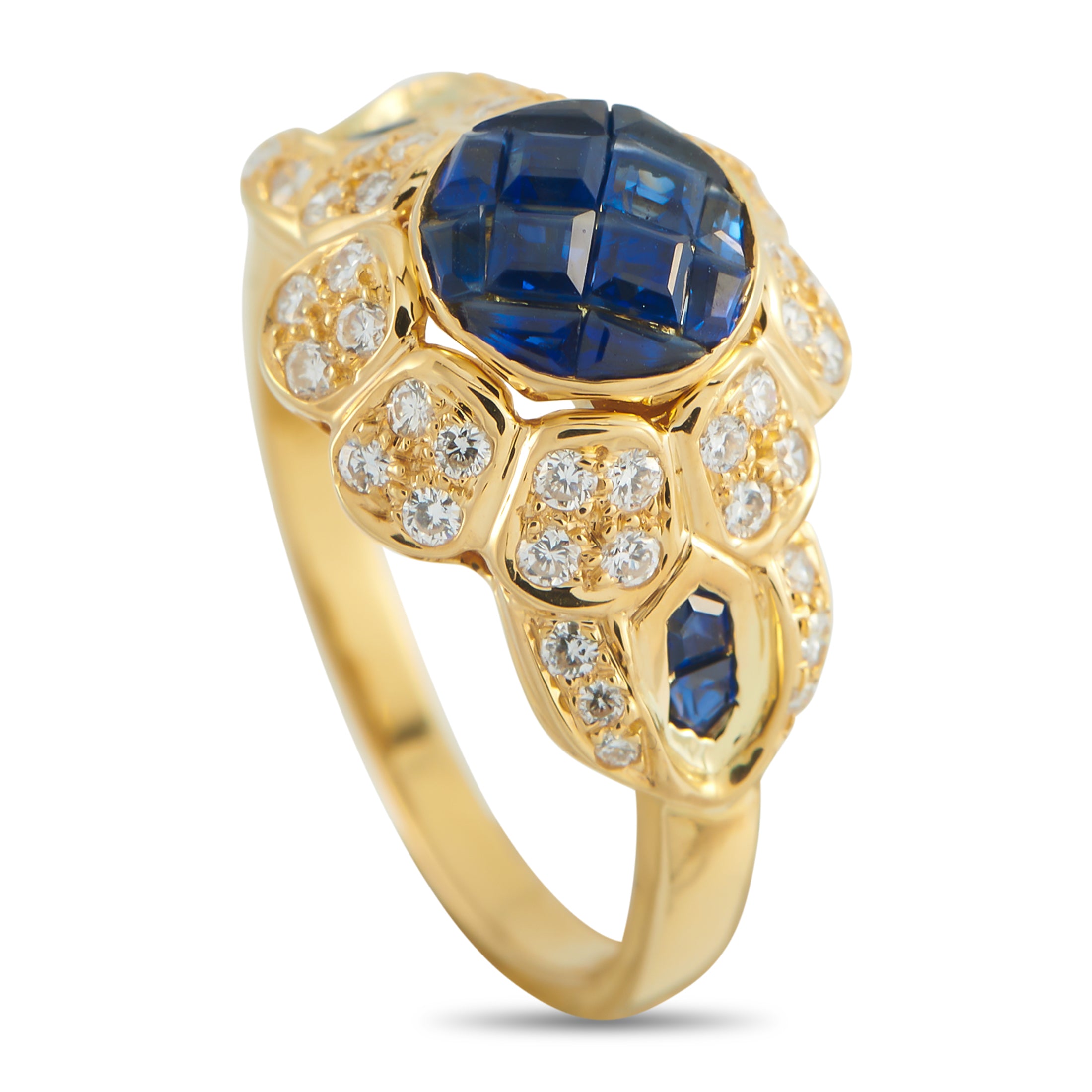 MOUAWAD 18K Yellow Gold Diamond and Sapphire Ring