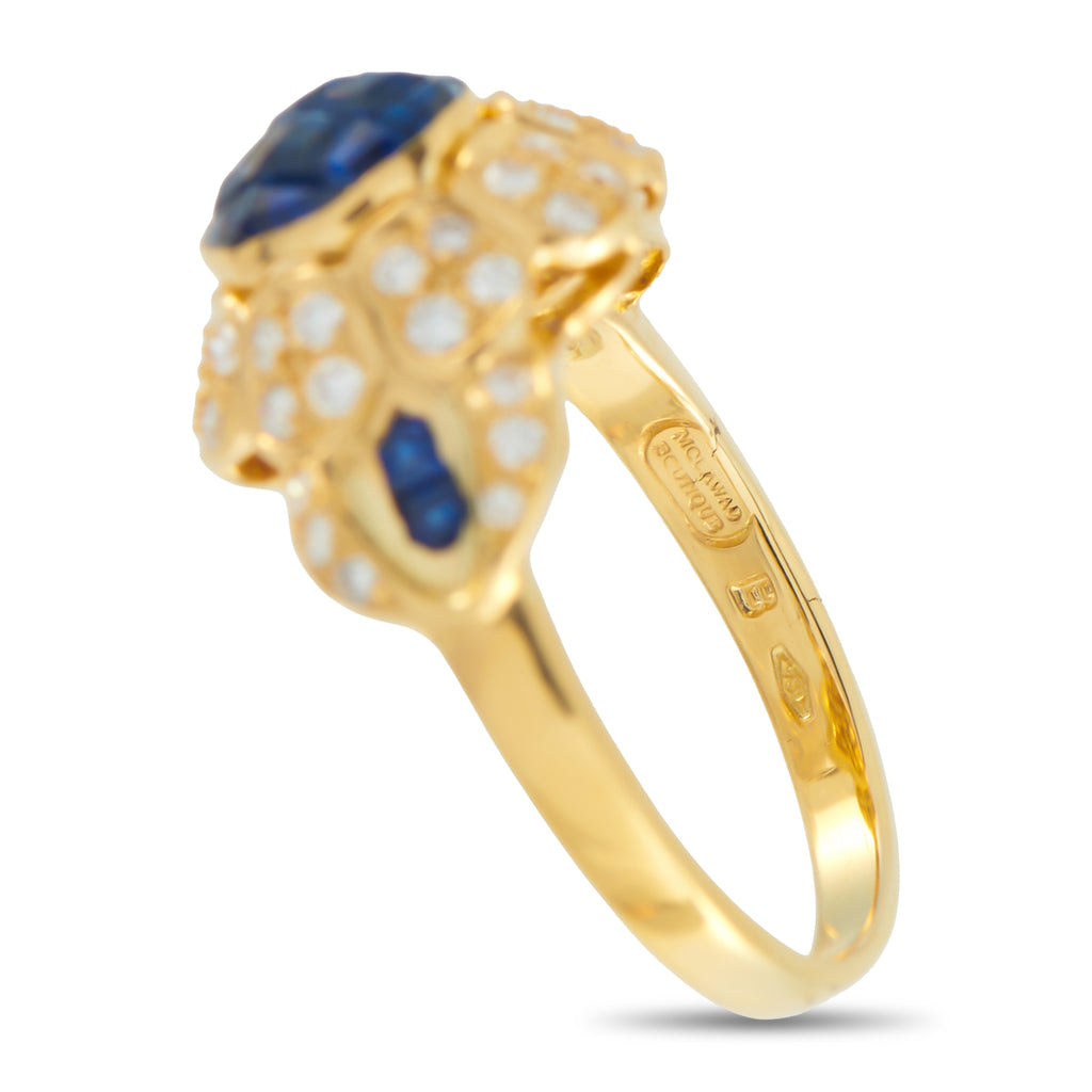 MOUAWAD 18K Yellow Gold Diamond and Sapphire Ring