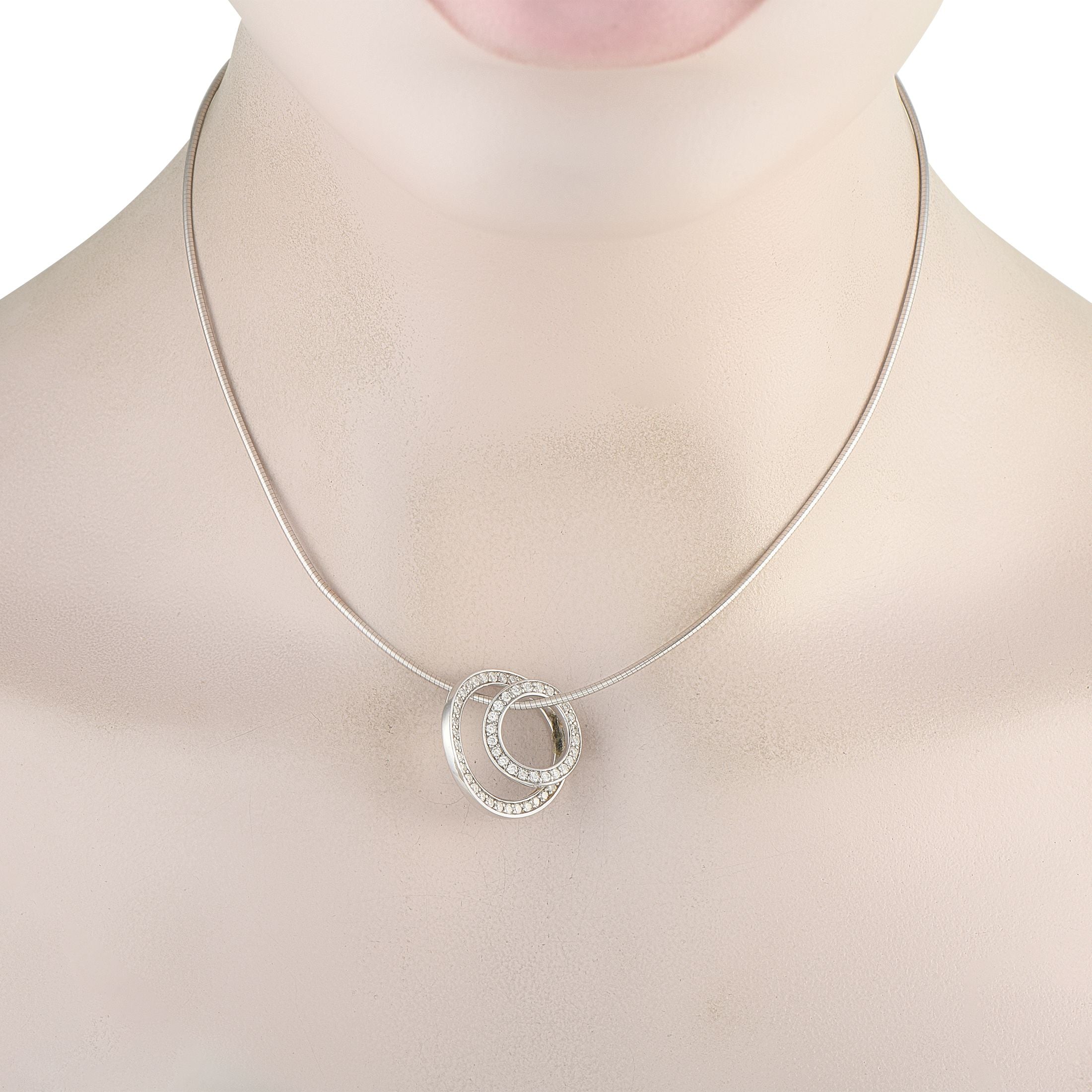 Movado 18K White Gold 0.75ct Diamond Pendant Necklace