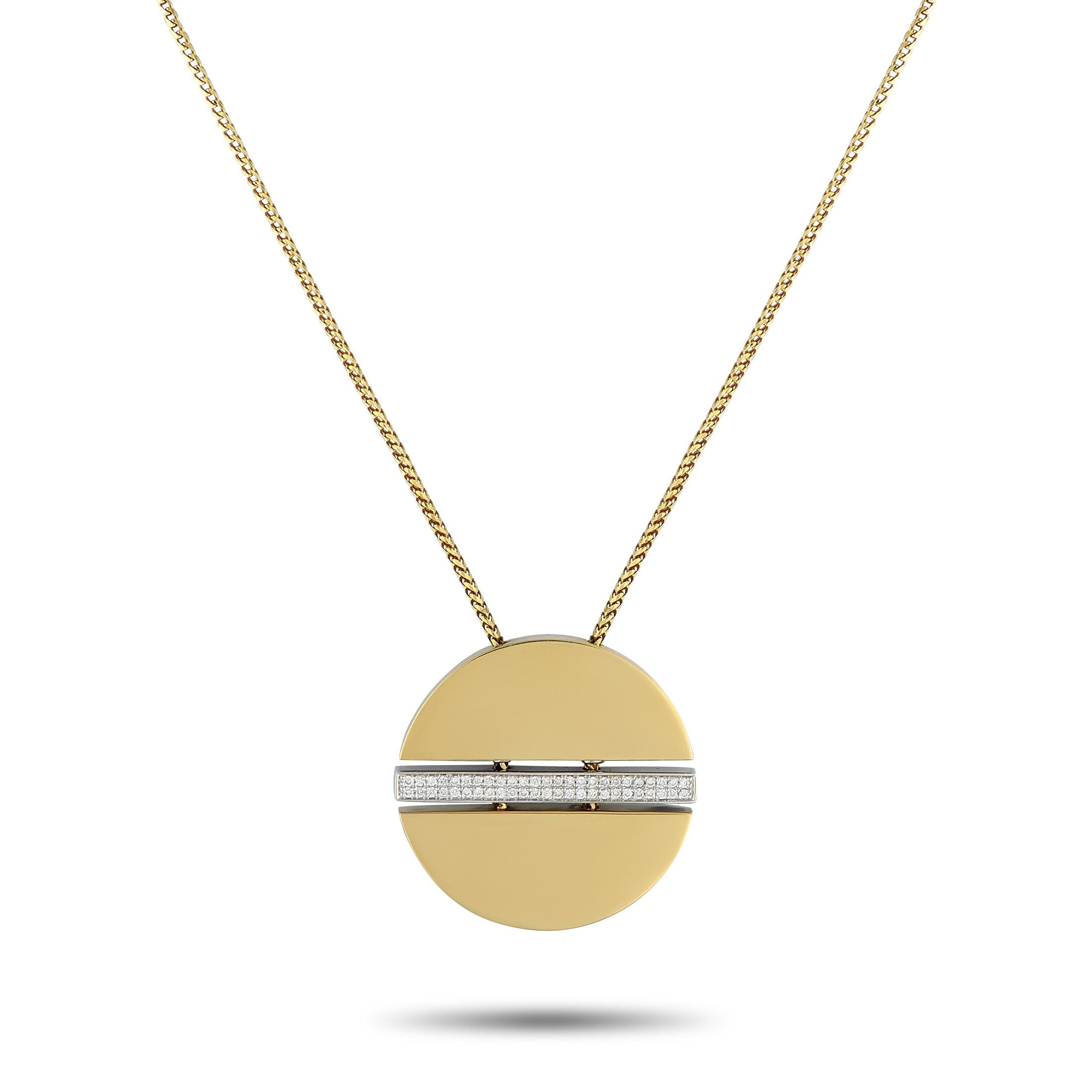 Movado18K Yellow Gold 0.25ct Diamond Necklace MV05-052925 – Movado’s iconic dot takes on a new form in this simple yet captiv