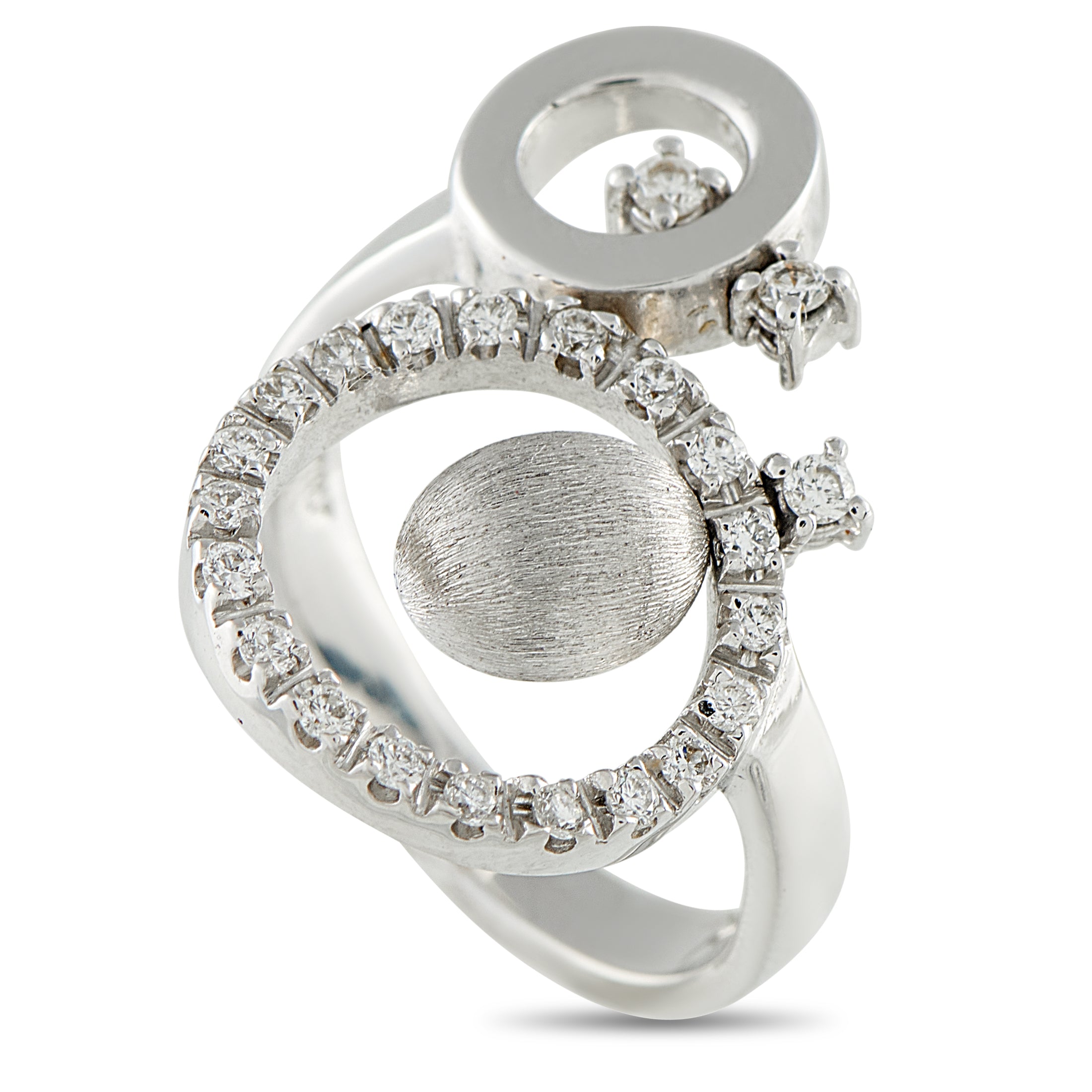 Nanis 18K White Gold 0.45ct Diamond Ring – Circular forms make this Nanis ring bold and incredibly contemporary