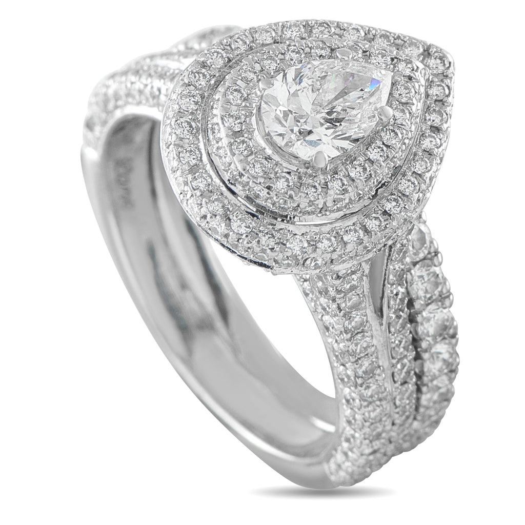 Neil Lane white gold pear diamond double halo ring