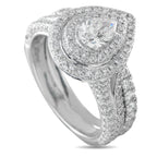 Neil Lane white gold pear diamond double halo ring