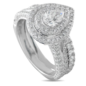 Neil Lane 14K White Gold 1.30ct Diamond Pear Double Halo Ring