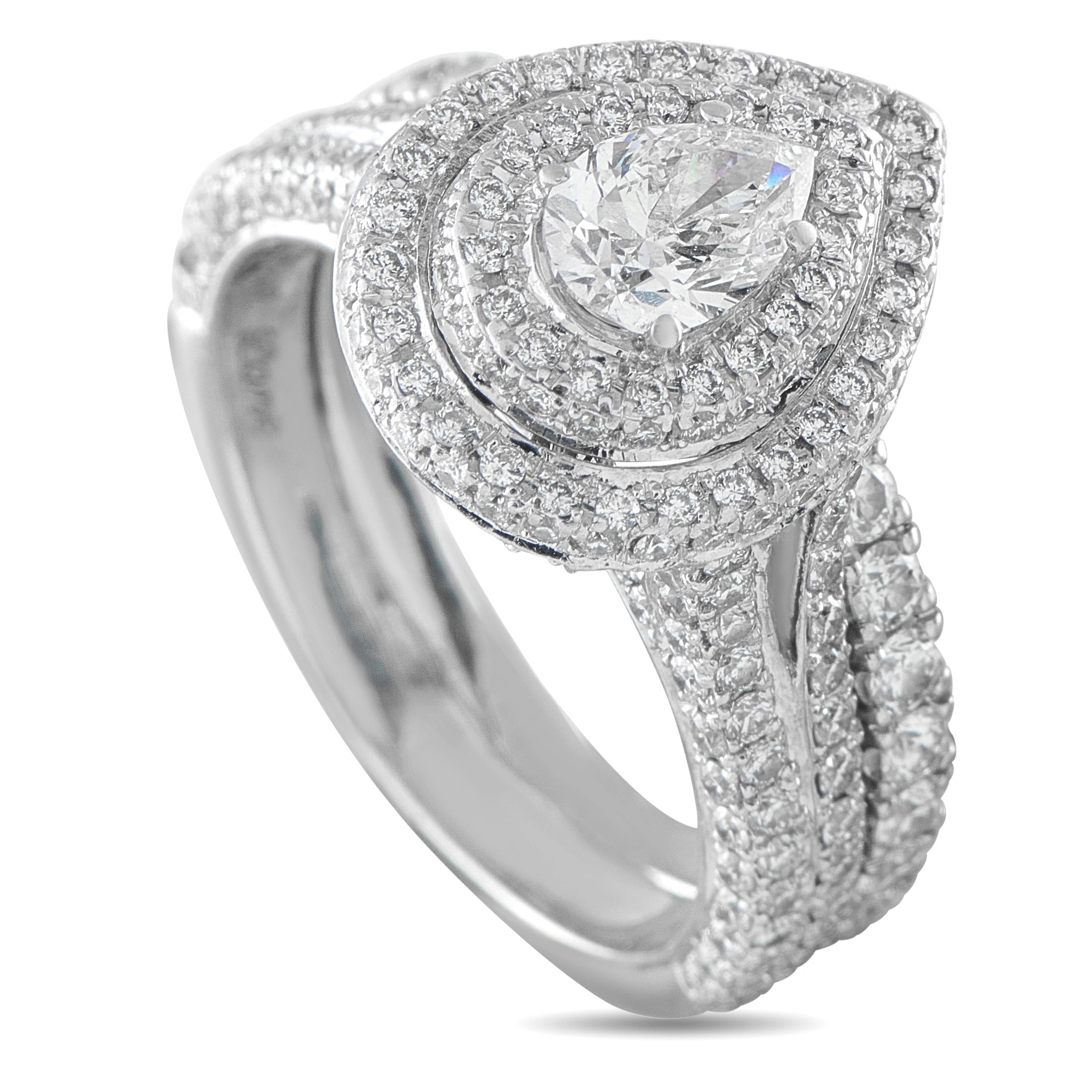 Neil Lane white gold pear diamond double halo ring