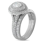 Neil Lane 14K white gold pear diamond double halo ring