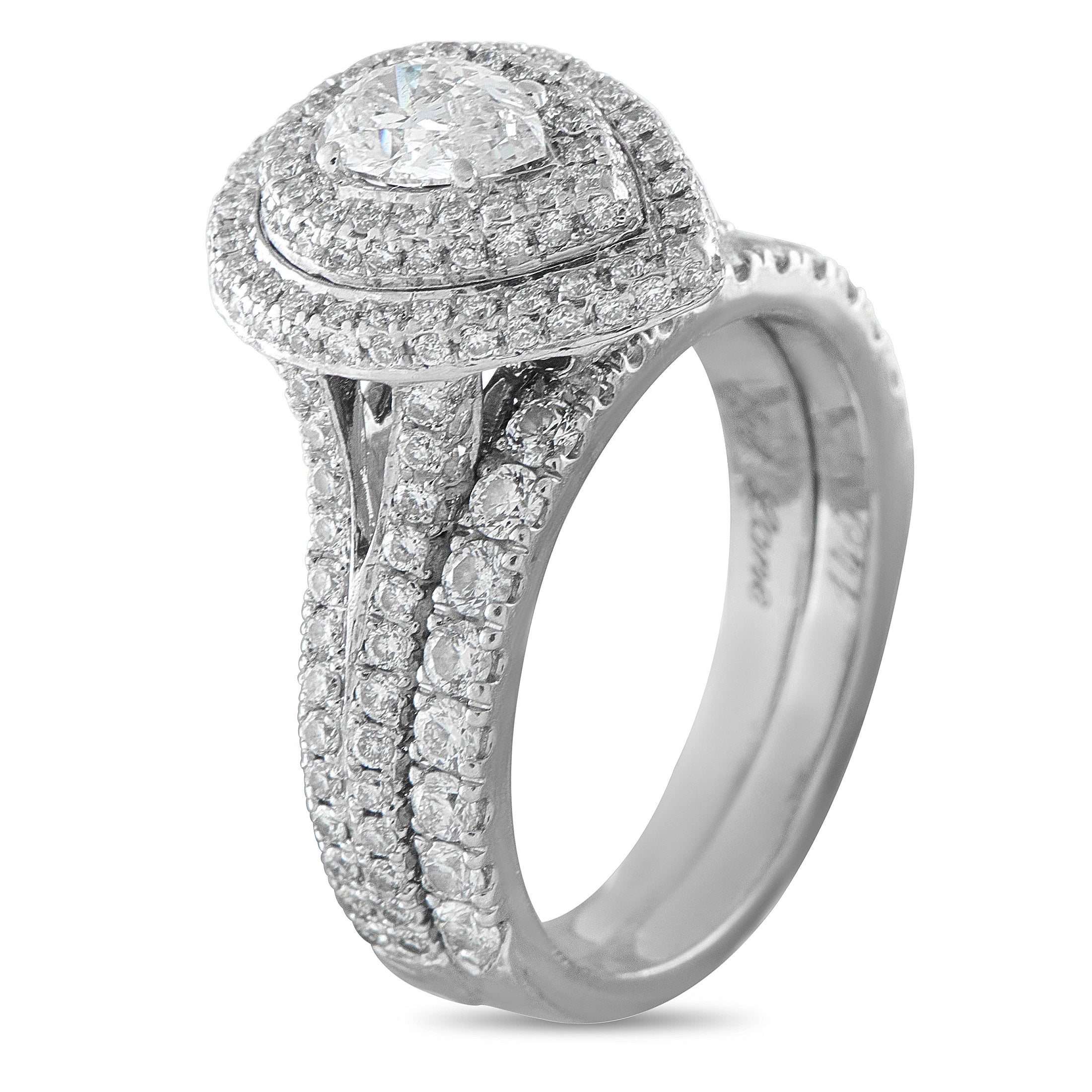 Neil Lane 14K white gold pear diamond double halo ring