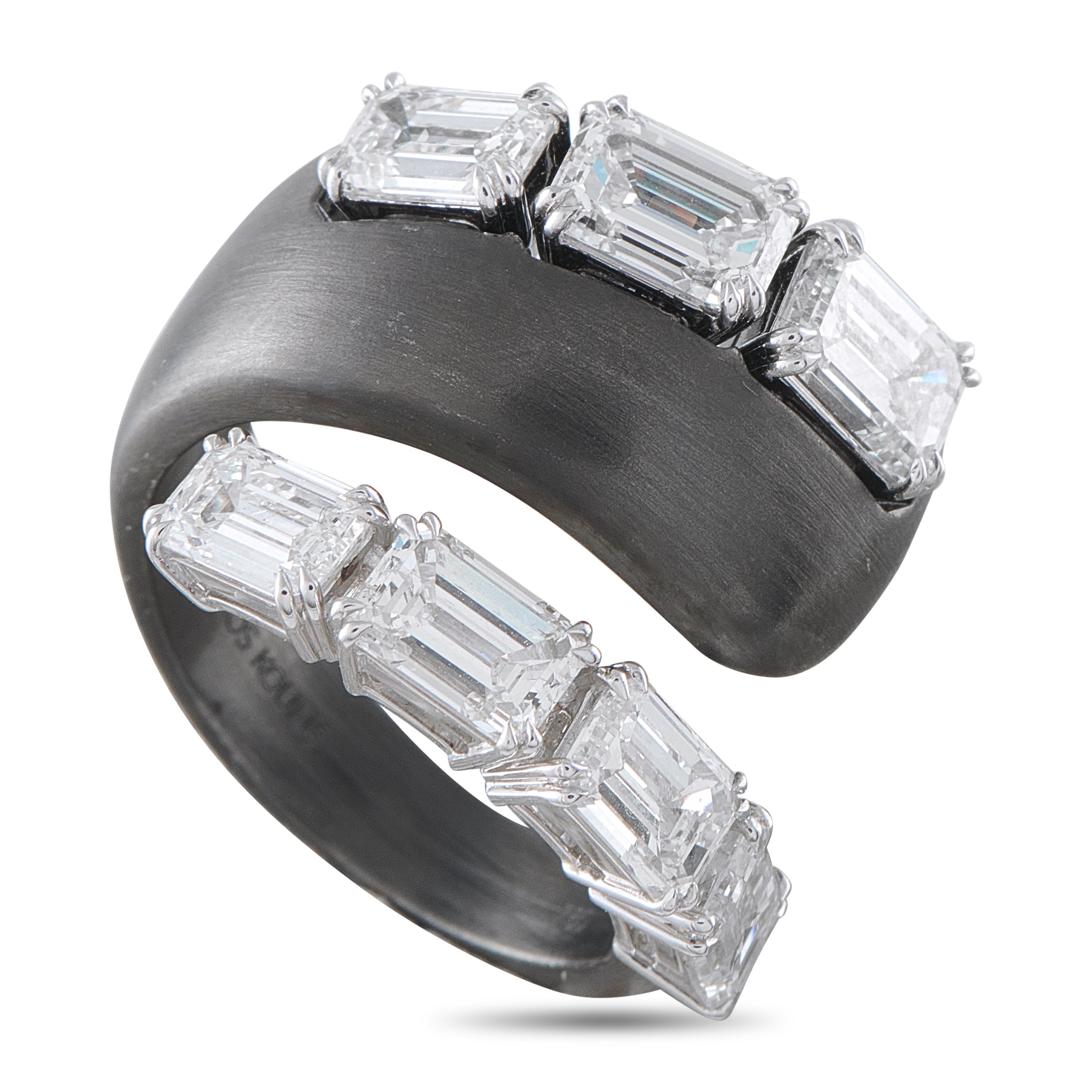 NIKOS KOULIS 18K White Gold and Titanium 5.14ct Diamond Ring
