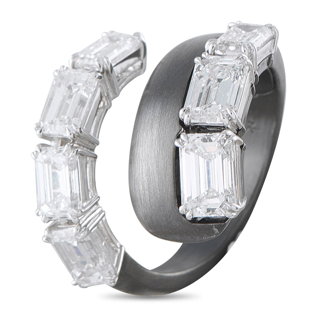 Nikos Koulis 18K White Gold and Titanium 5.14ct Diamond Ring