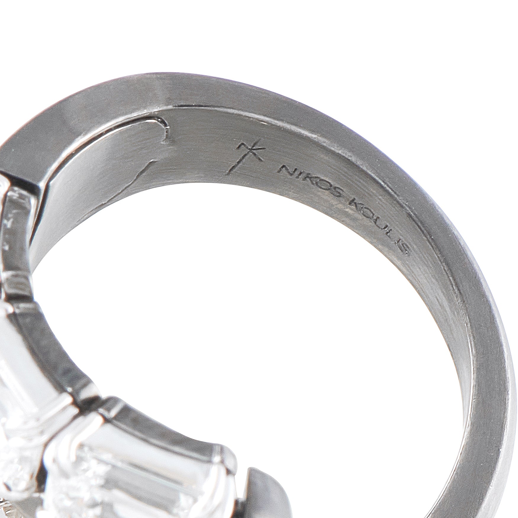 Nikos Koulis 18K White Gold and Titanium 5.14ct Diamond Ring