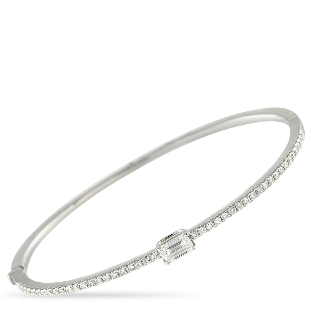 Exclusive 14K White Gold 1.0ct Diamond Bangle Bracelet ALB-17968 – A slim 14K white gold bangle for giving your everyday look