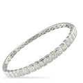 18K white gold diamond bracelet with baguette and square-cut stones, hinged clasp