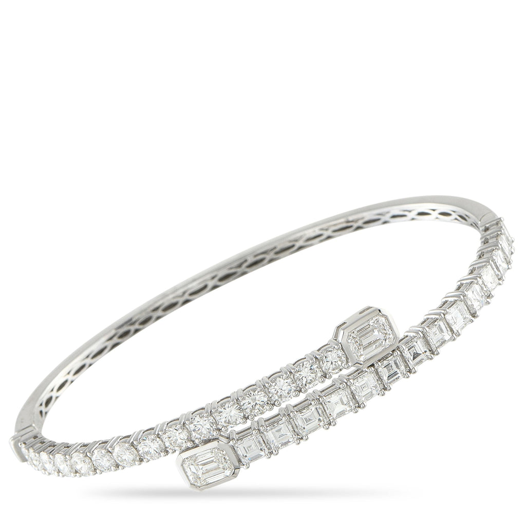 Exclusive 18K White Gold 6.06ct Diamond Bangle Bracelet ALB-18134-EM-C-1 – Fashioned in 18K white gold, this Exclusive  bypas