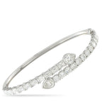 Exclusive 18K White Gold 6.75ct Diamond Bangle Bracelet ALB-18134 – This bypass bangle in 18K white gold pairs clean silhouet